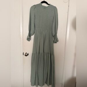 Elegant Modest Olive Green Maxi Dress